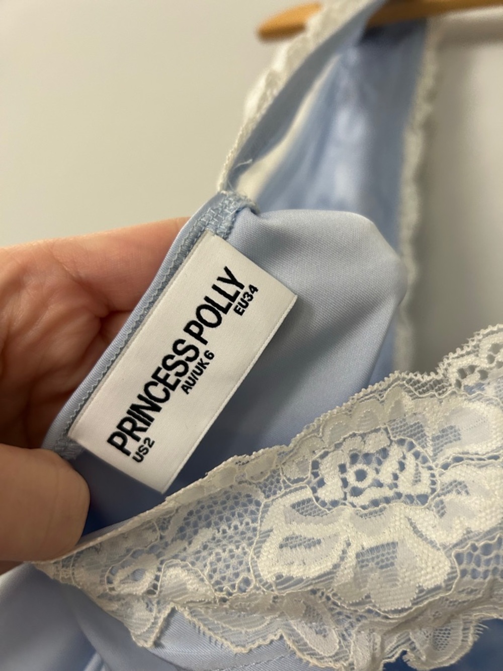 Princess Polly Light Blue Satin Lace-Trim Chemise Slip - Picture 4 of 6